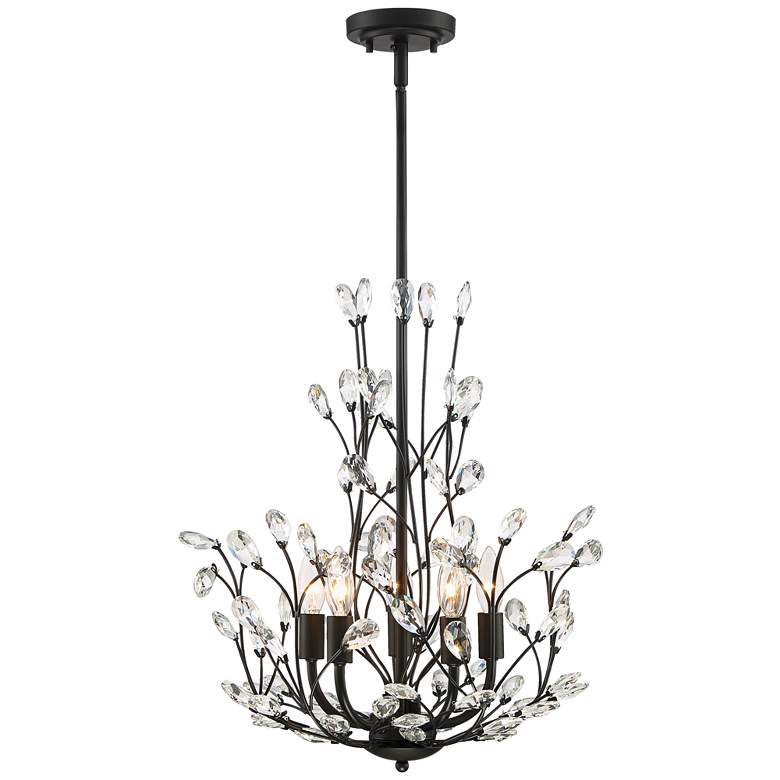 Image 6 Regency Hill Aurine 18" Matte Black and Floral Crystal Chandelier more views