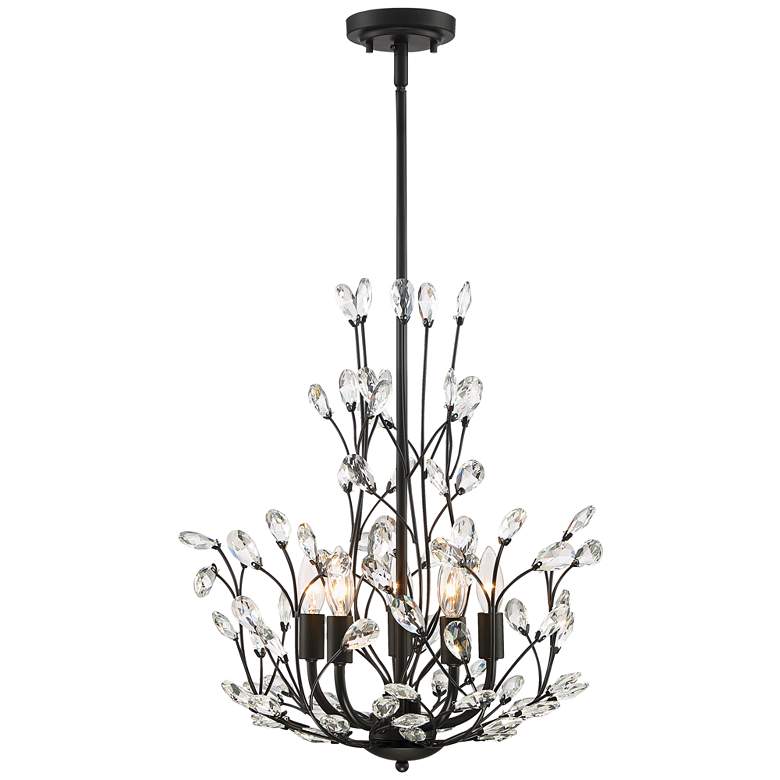 Image 6 Regency Hill Aurine 18 inch Matte Black and Floral Crystal Chandelier more views