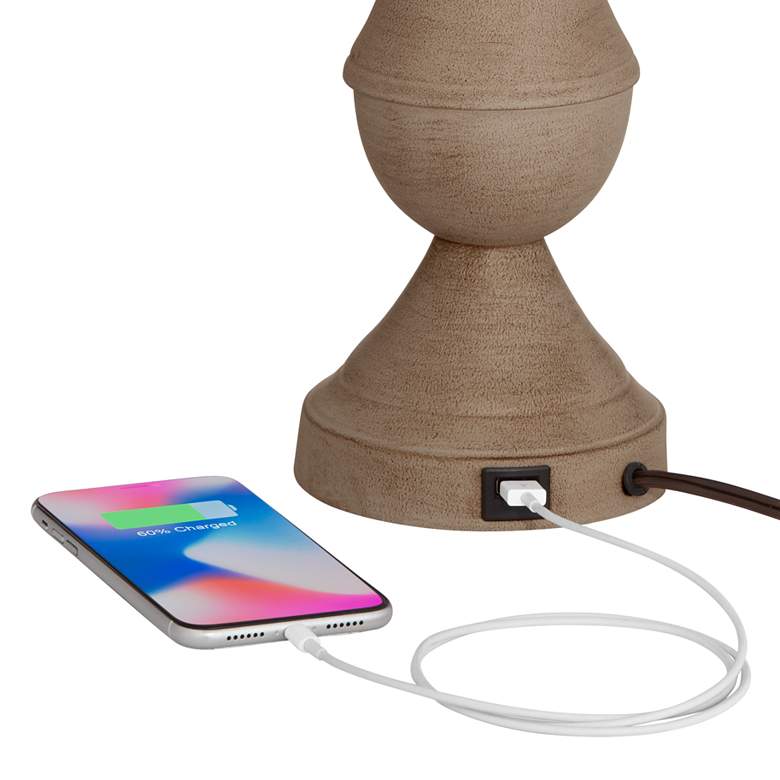 Image 2 Regency Hill Avery 25" Faux Wood and Ivory Touch USB Lamps Set of 2 more views