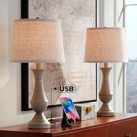 Image1 of Regency Hill Avery Traditional USB Touch Lamps with LED Bulbs Set of 2