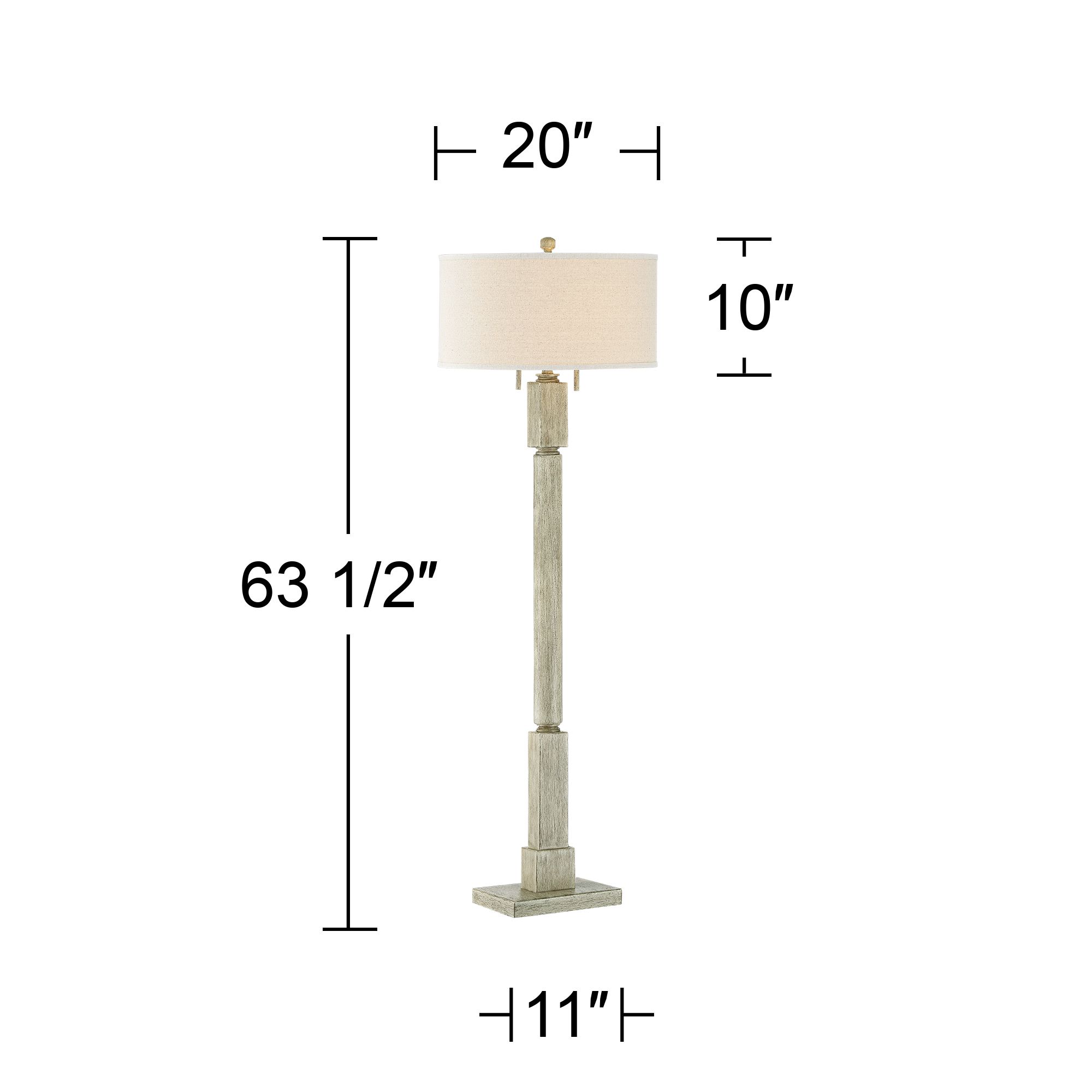 Regency Hill Baluster 63 1/2" Coastal Rustic Pickled Wood Floor Lamp
