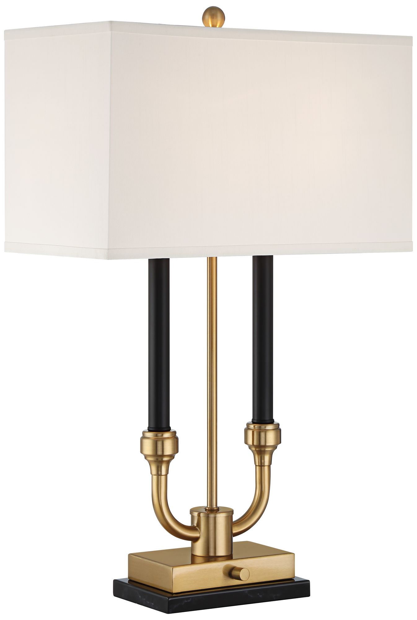 Image 2 Regency Hill Barclay 28" Traditional Black Gold Lamp Dual USB Ports