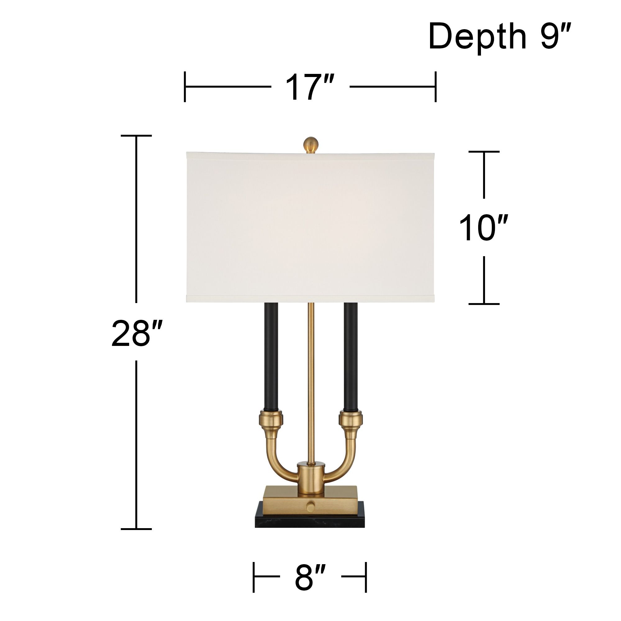 Regency Hill Barclay 28" Traditional Black Gold Lamp Dual USB Ports