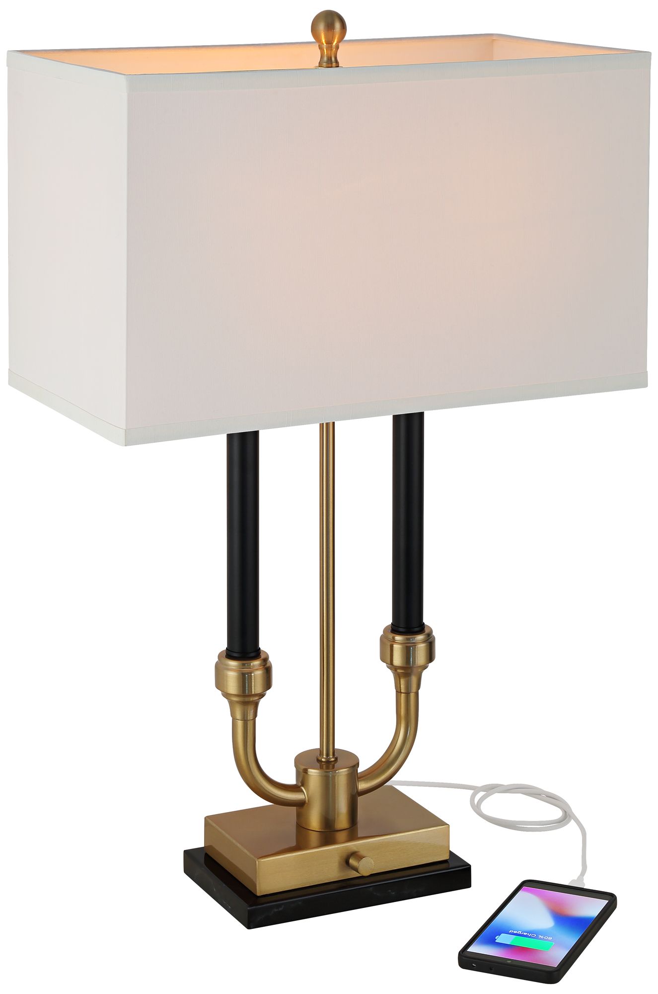Regency Hill Barclay 28" Traditional Black Gold Lamp Dual USB Ports