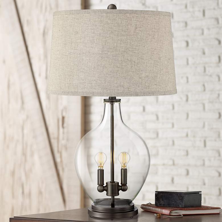 Image 1 Regency Hill Becker 29" Clear Glass Night Light Table Lamp