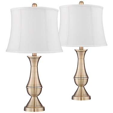 Regency Hill Becky 24 3/4" Antique Brass Table Lamps Set of 2