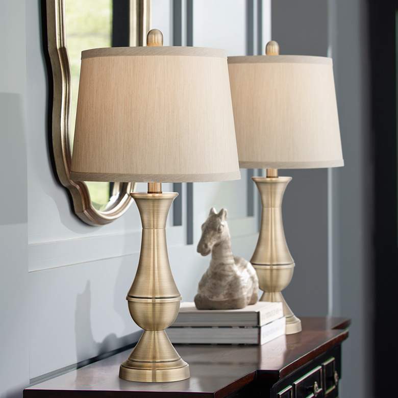Image 2 Regency Hill Becky 24 3/4" Antique Brass Metal Table Lamp Set of 2
