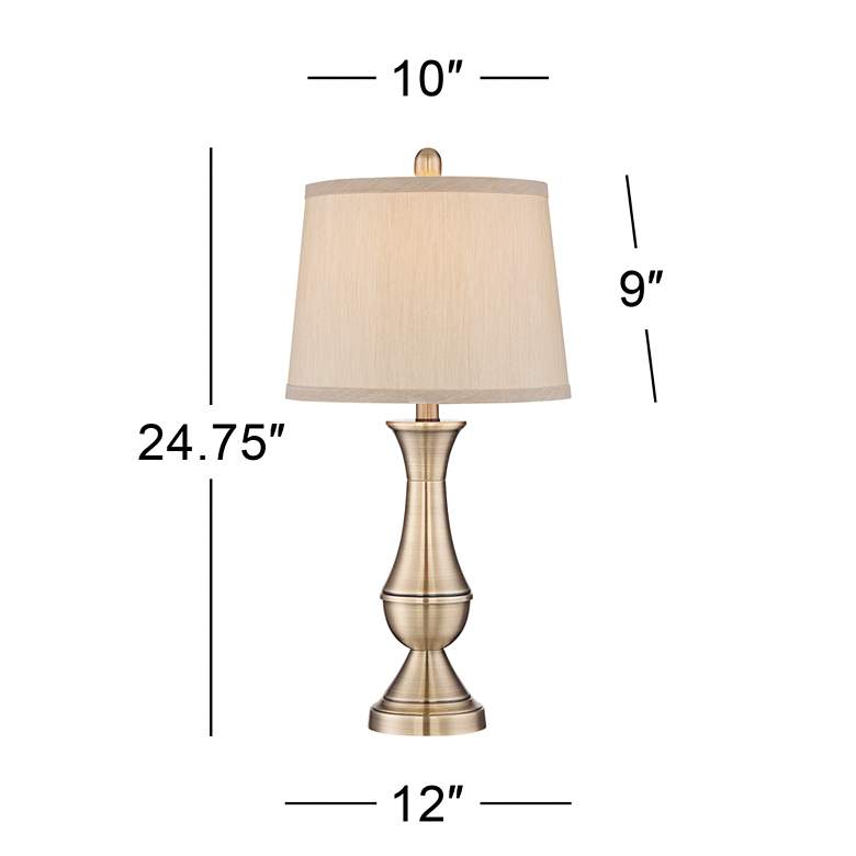 Image 7 Regency Hill Becky 24 3/4" Antique Brass Metal Table Lamp Set of 2 more views