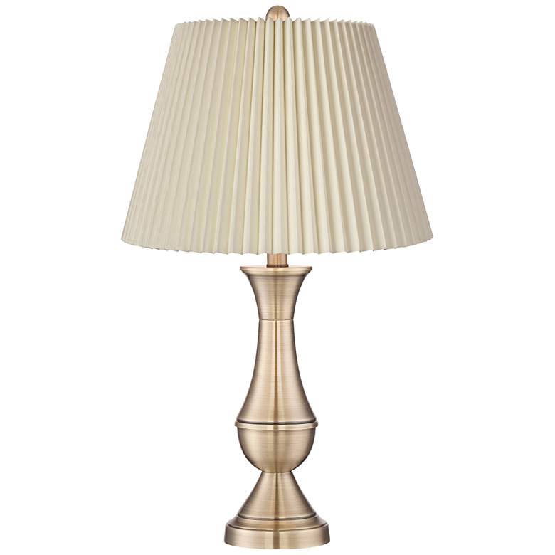 Image 4 Regency Hill Becky 24 3/4" Ivory Pleated Brass Table Lamps Set of 2 more views