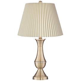 Image4 of Regency Hill Becky 24 3/4" Ivory Pleated Brass Table Lamps Set of 2 more views