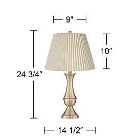 Image5 of Regency Hill Becky 24 3/4" Ivory Pleated Brass Table Lamps Set of 2 more views