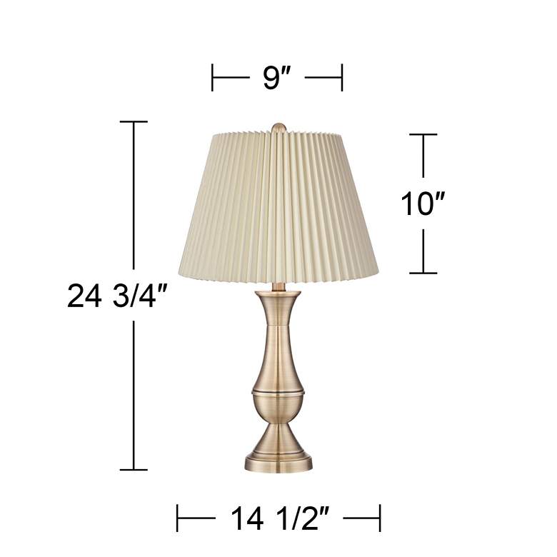 Image 5 Regency Hill Becky 24 3/4 inch Ivory Pleated Brass Table Lamps Set of 2 more views
