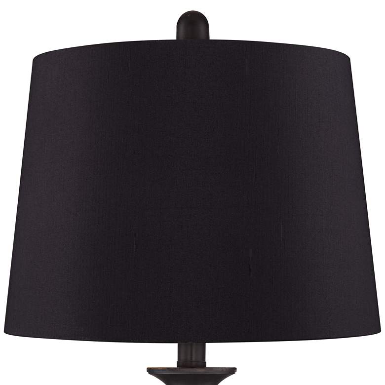 Image 2 Regency Hill Ben 25 inch Dark Bronze Black Shade Table Lamps Set of 2 more views