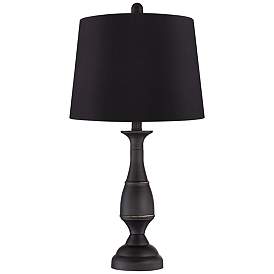 Image4 of Regency Hill Ben 25" Dark Bronze Black Shade Table Lamps Set of 2 more views