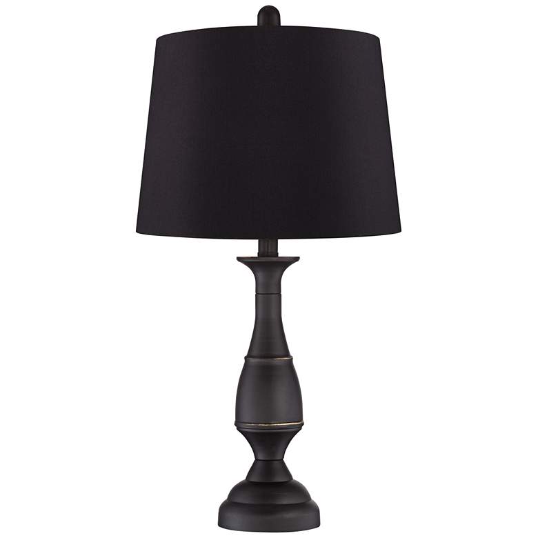 Image 4 Regency Hill Ben 25" Dark Bronze Black Shade Table Lamps Set of 2 more views