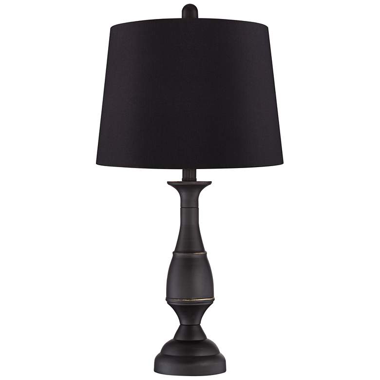 Image 4 Regency Hill Ben 25 inch Dark Bronze Black Shade Table Lamps Set of 2 more views