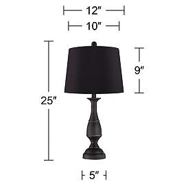 Image5 of Regency Hill Ben 25" Dark Bronze Black Shade Table Lamps Set of 2 more views