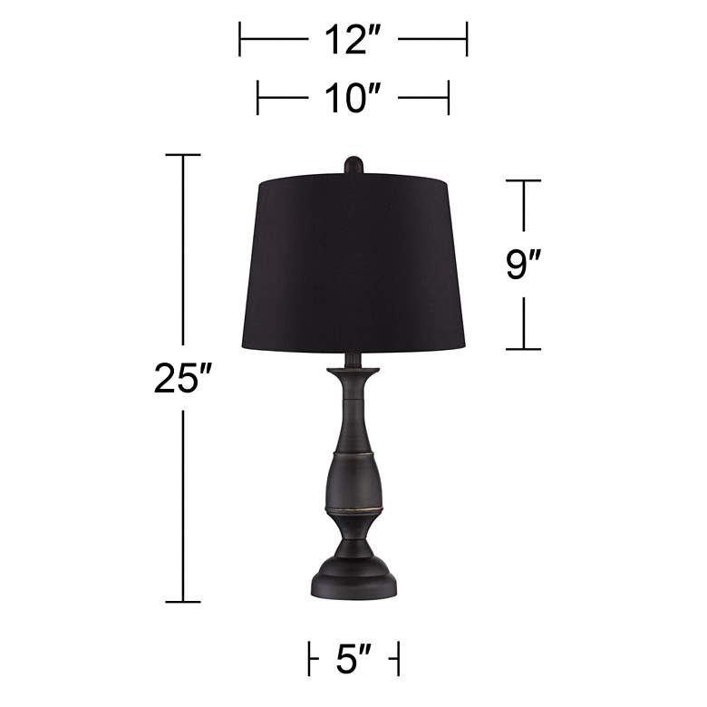 Image 5 Regency Hill Ben 25" Dark Bronze Black Shade Table Lamps Set of 2 more views