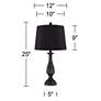 Regency Hill Ben 25" Dark Bronze Black Shade Table Lamps Set of 2