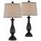 Regency Hill Ben 25" Dark Bronze Metal Lamps Set of 2 with Dimmers