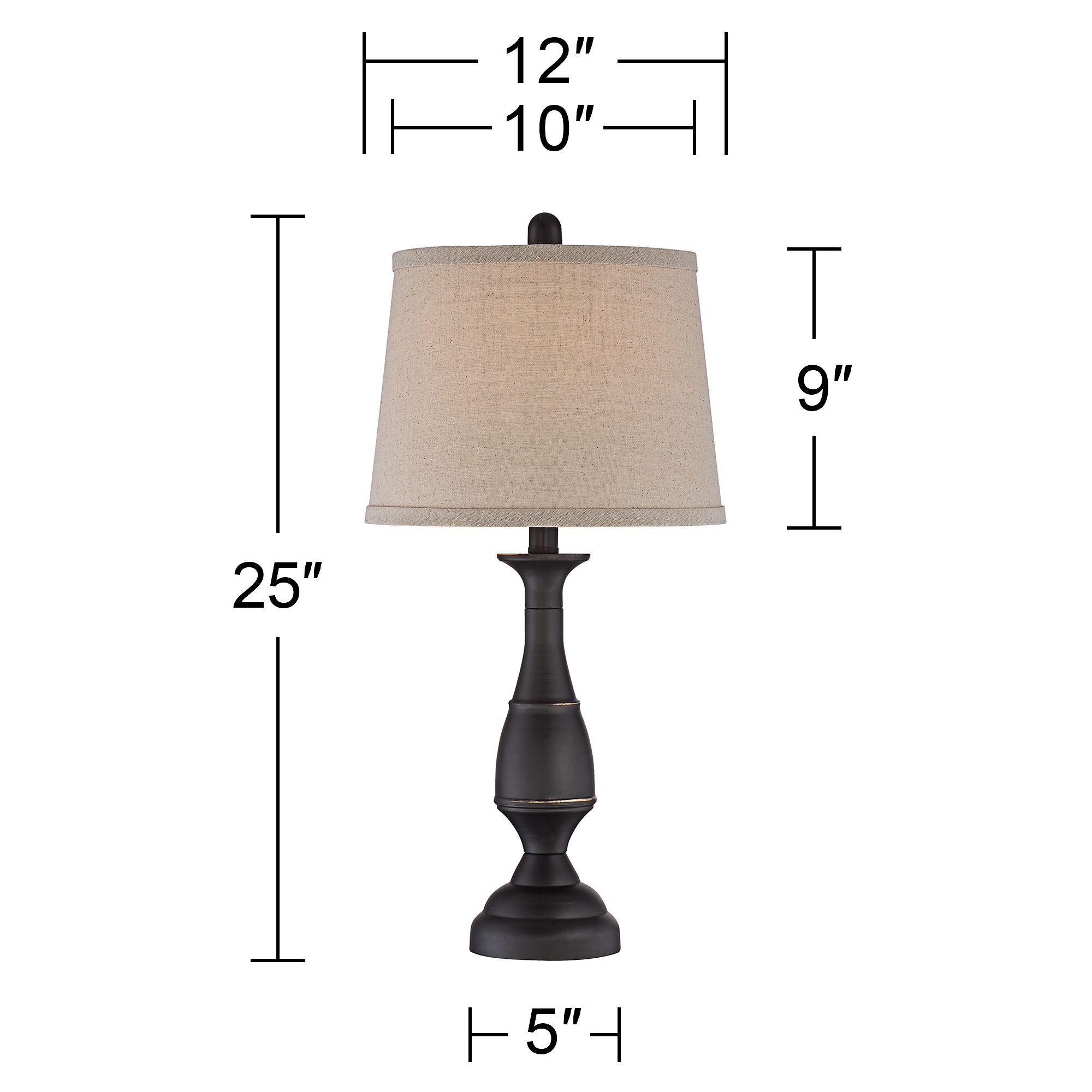 Regency Hill Ben 25" Dark Bronze Metal Lamps Set of 2 with Dimmers in scene