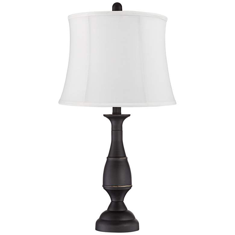 Image 4 Regency Hill Ben 25" Dark Bronze White Shade Table Lamps Set of 2 more views