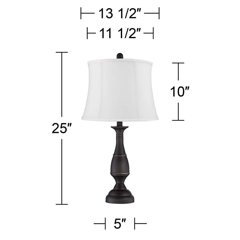 Image 5 Regency Hill Ben 25" Dark Bronze White Shade Table Lamps Set of 2 more views