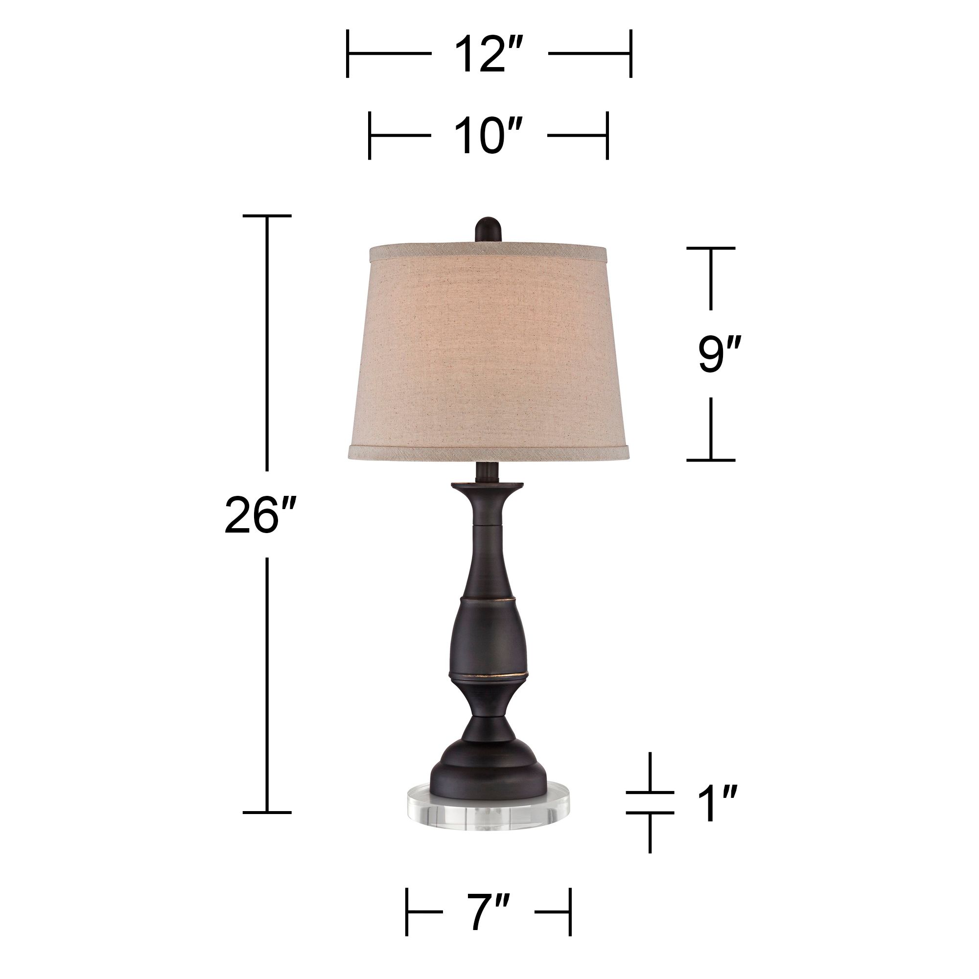 Image 5 Regency Hill Ben 26" Dark Bronze Table Lamps Set with Acrylic Risers more views