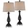 Regency Hill Ben 26" Dark Bronze Table Lamps Set with Acrylic Risers