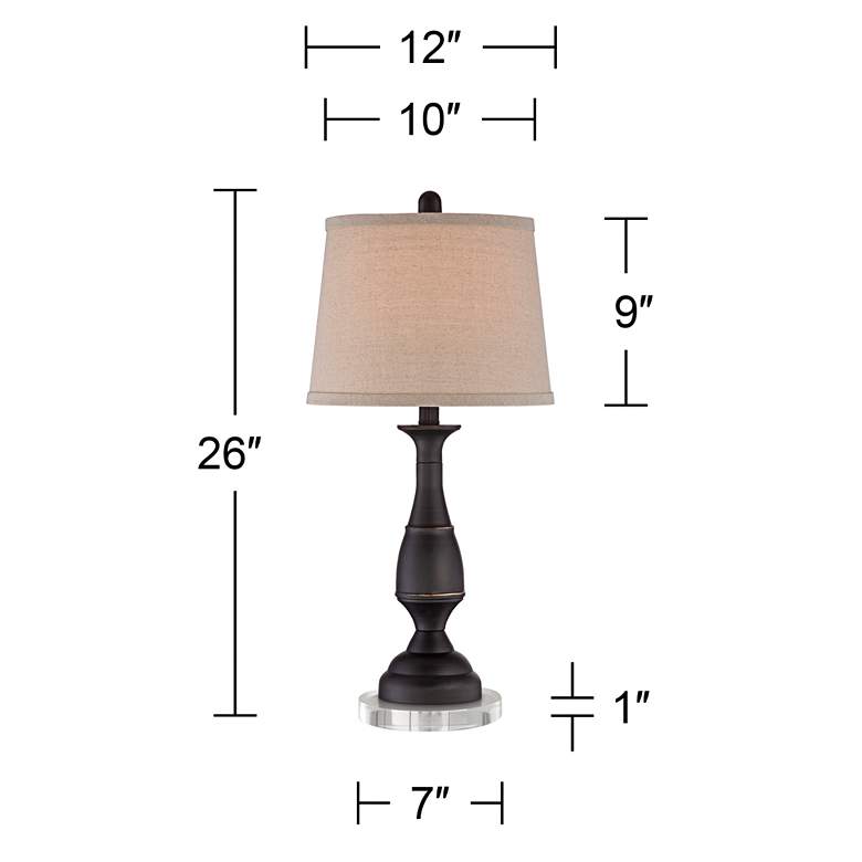 Image 5 Regency Hill Ben 26" Dark Bronze Table Lamps Set with Acrylic Risers more views