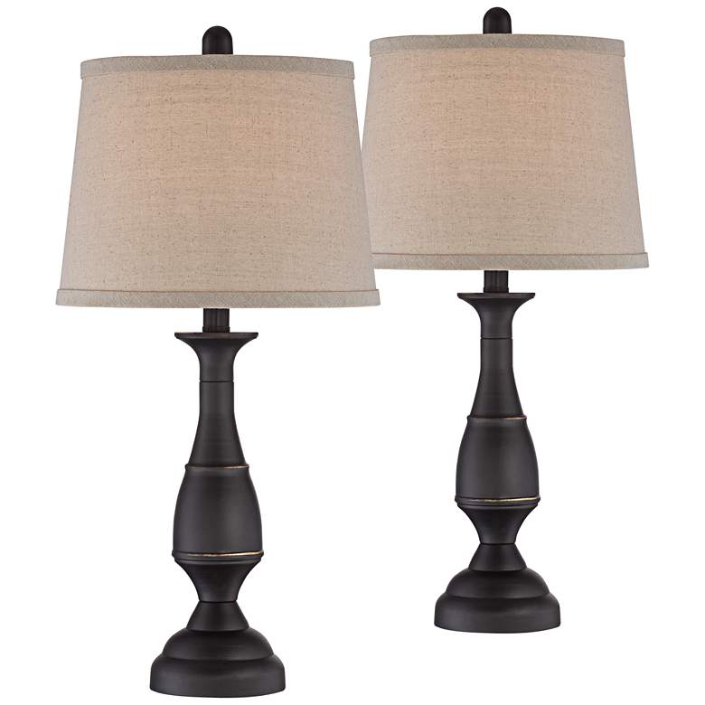 Image 2 Regency Hill Ben Dark Bronze Metal Lamps Set of 2 with Table Top Dimmers