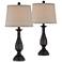 Regency Hill Ben Dark Bronze Metal Lamps Set of 2 with Table Top Dimmers
