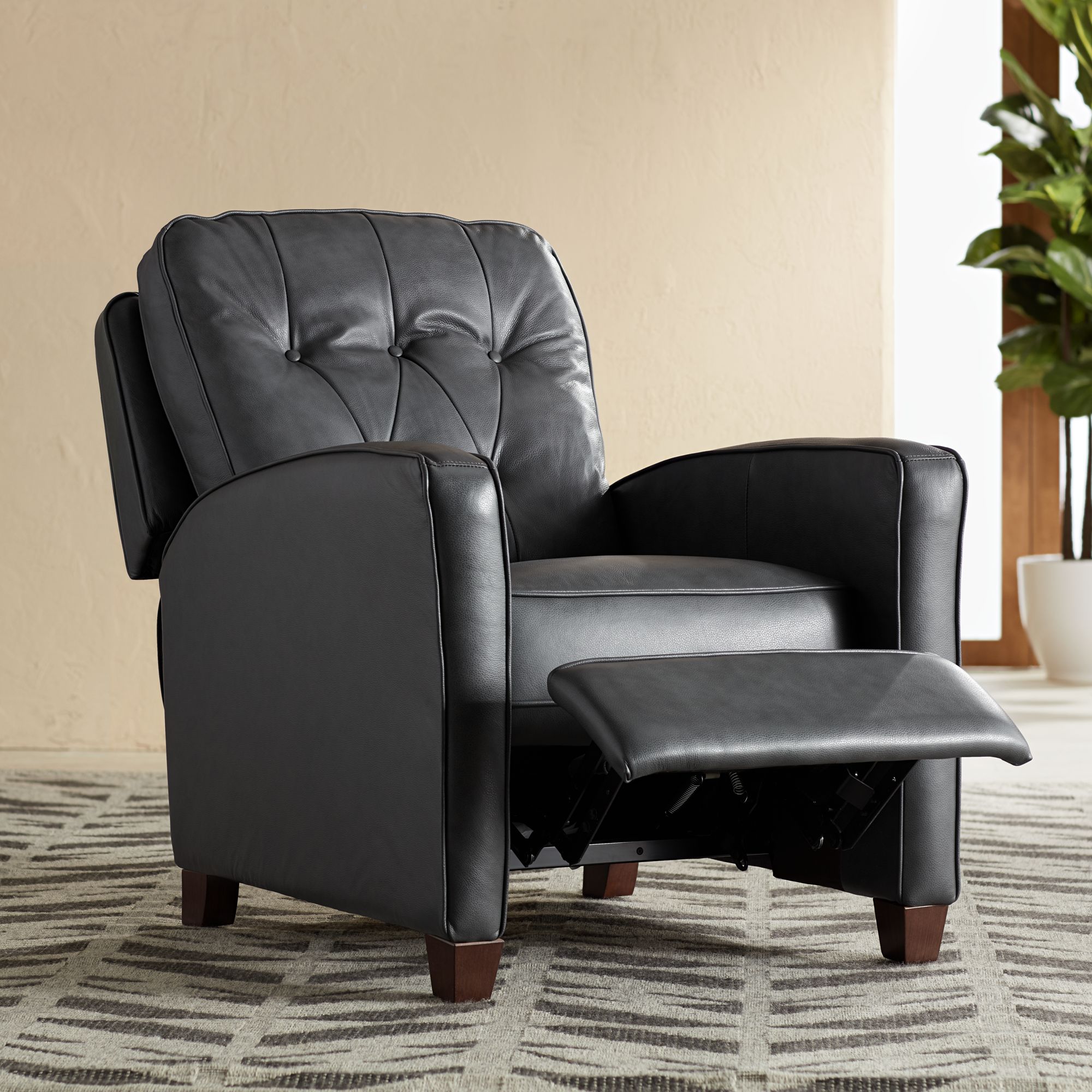 Regency Hill Benedict Livorno Gray Leather 3-Way Recliner Chair in scene