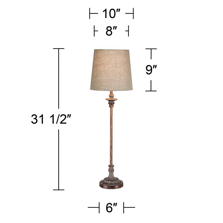 Image 7 Regency Hill Bentley 31 1/2" High Weathered Brown Buffet Table Lamp more views