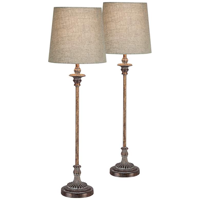 Image 2 Regency Hill Bentley 31 1/2 inch Weathered Bronze Buffet Lamps Set of 2