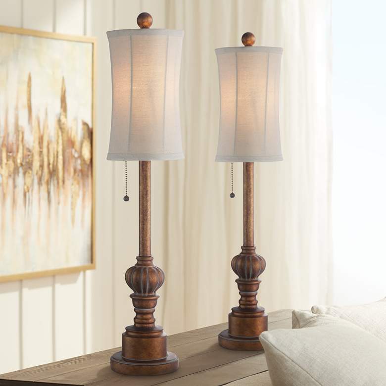Image 1 Regency Hill Bertie 28" Bronze Finish Tall Buffet Table Lamps Set of 2
