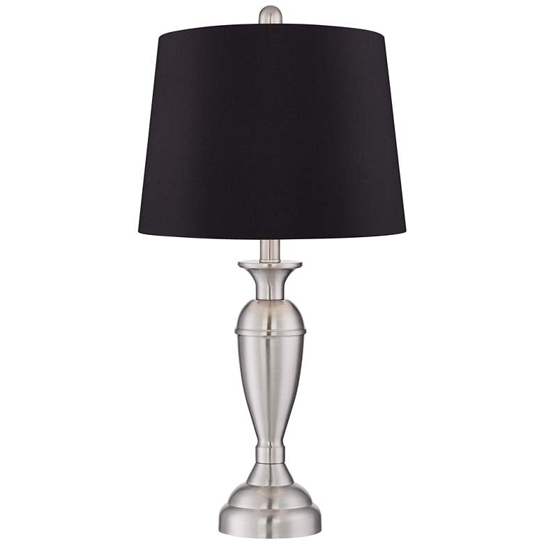 Image 4 Regency Hill Blair 25" Brushed Nickel Black Shade Table Lamps Set of 2 more views