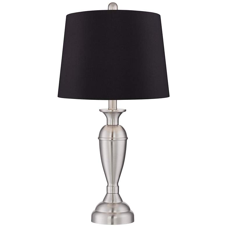 Image 4 Regency Hill Blair 25 inch Brushed Nickel Black Shade Table Lamps Set of 2 more views