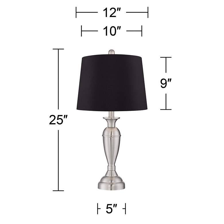 Image 5 Regency Hill Blair 25 inch Brushed Nickel Black Shade Table Lamps Set of 2 more views