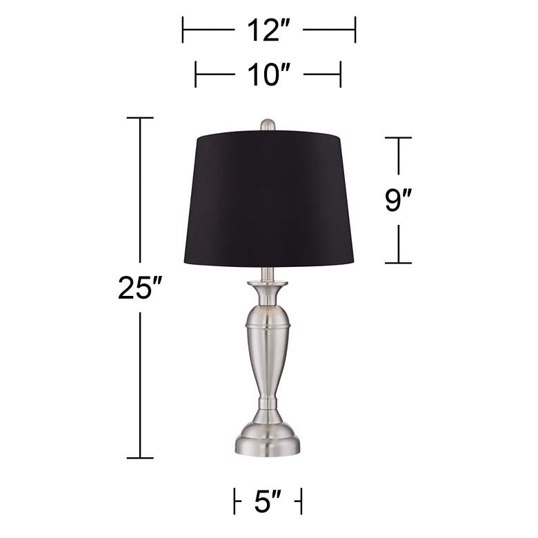 Image 5 Regency Hill Blair 25" Brushed Nickel Black Shade Table Lamps Set of 2 more views
