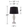 Regency Hill Blair 25" Brushed Nickel Black Shade Table Lamps Set of 2