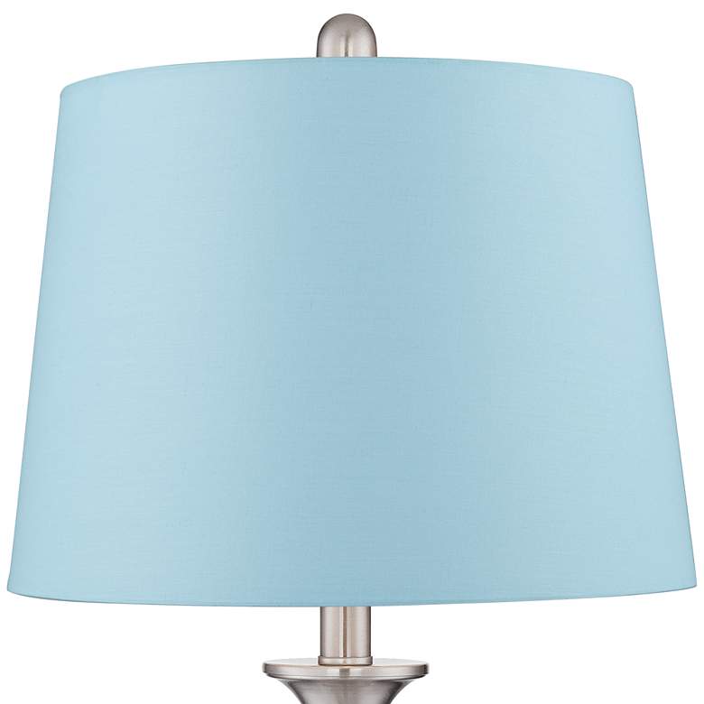 Image 2 Regency Hill Blair 25" Brushed Nickel Blue Shade Table Lamps Set of 2 more views