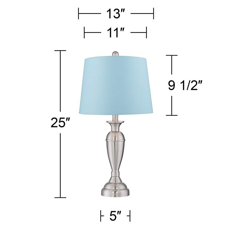 Image 5 Regency Hill Blair 25" Brushed Nickel Blue Shade Table Lamps Set of 2 more views