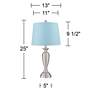 Regency Hill Blair 25" Brushed Nickel Blue Shade Table Lamps Set of 2