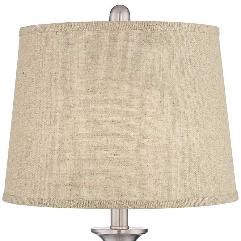 Image 2 Regency Hill Blair 25" Brushed Nickel Burlap Table Lamps Set of 2 more views