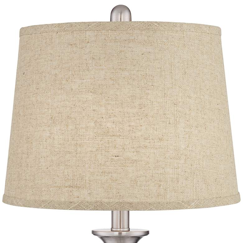 Image 2 Regency Hill Blair 25 inch Brushed Nickel Burlap Table Lamps Set of 2 more views