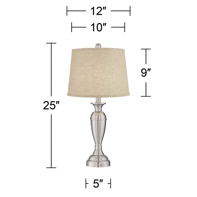 Image 5 Regency Hill Blair 25 inch Brushed Nickel Burlap Table Lamps Set of 2 more views