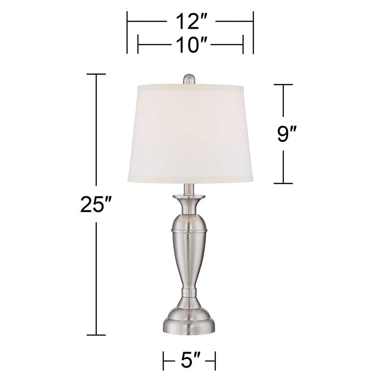 Image 7 Regency Hill Blair 25" Brushed Nickel Lamps Set of 2 with Dimmers more views