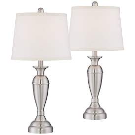 Image3 of Regency Hill Blair 25" Brushed Nickel Metal Table Lamps Set of 2