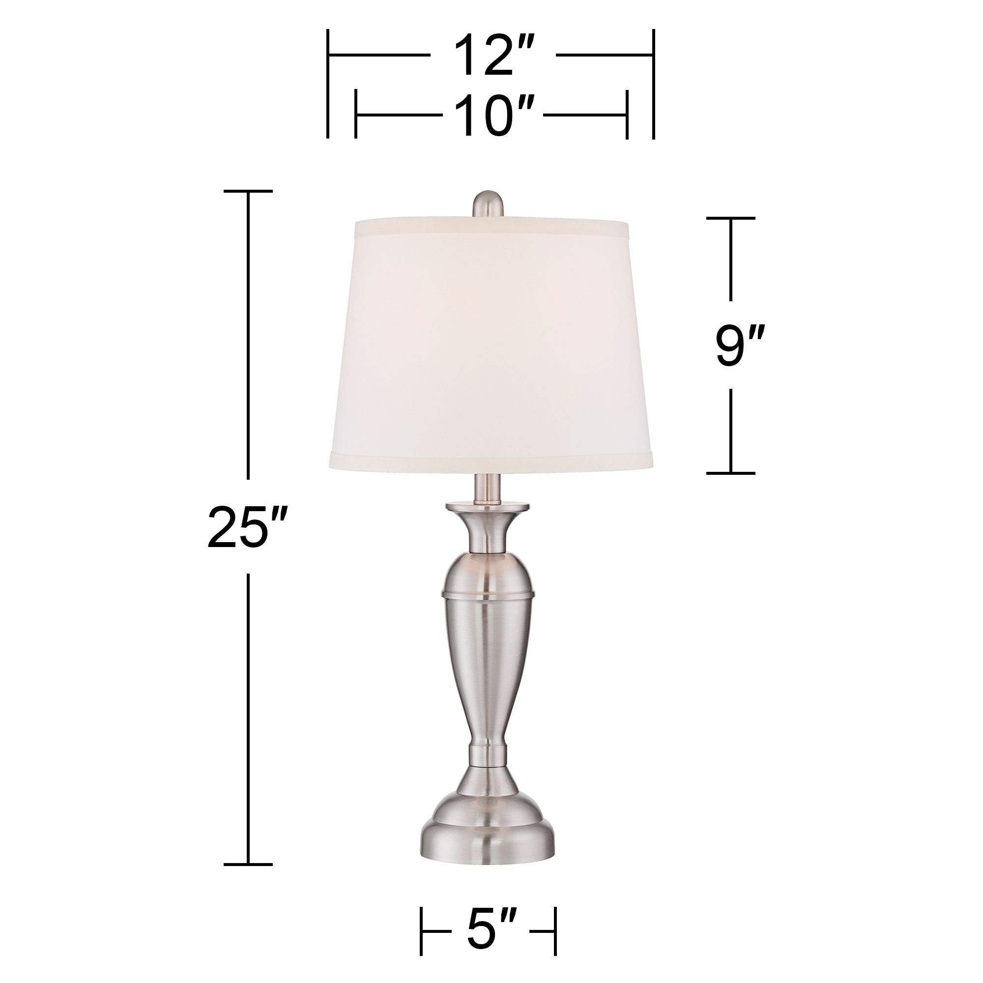 Regency Hill Blair 25" Brushed Nickel Metal Table Lamps Set of 2 in scene